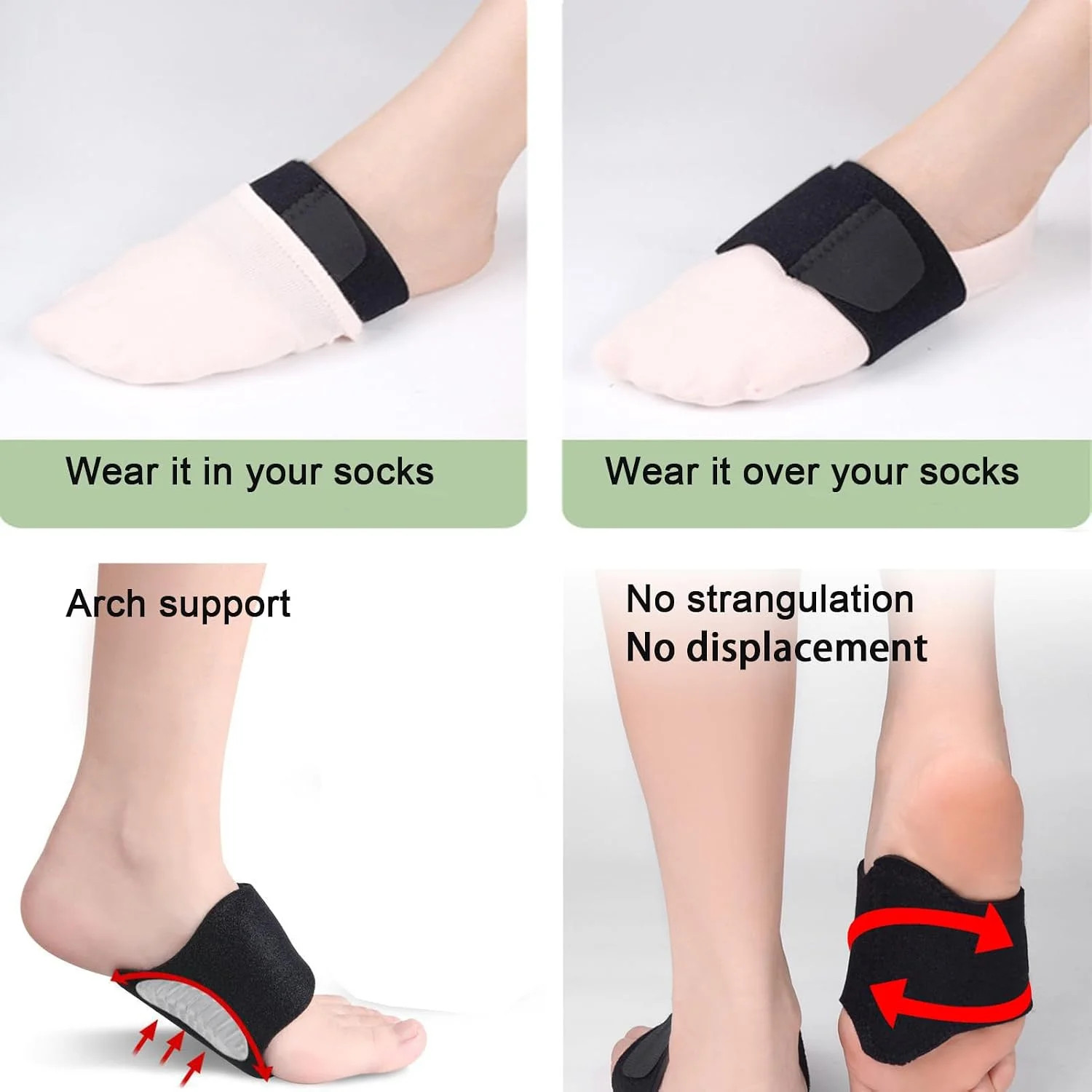 Arch Support Compression Sleeves for Flat Feet & Plantar Fasciitis Relief – Adju