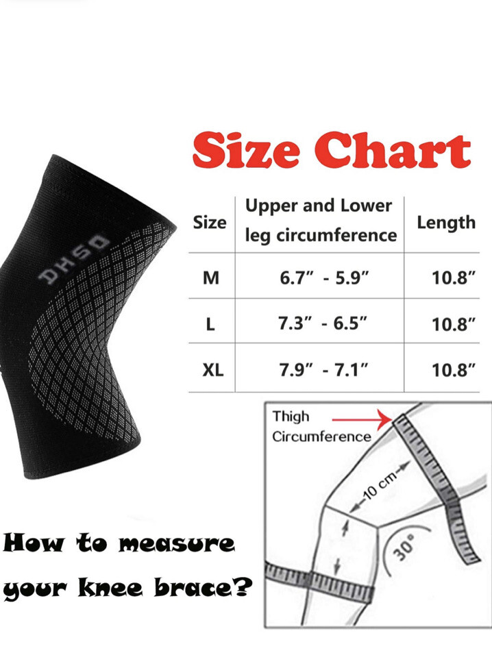 DHSO Knee Brace Compression Sleeve Knee Support 2 Pack Large Promotes Muscle