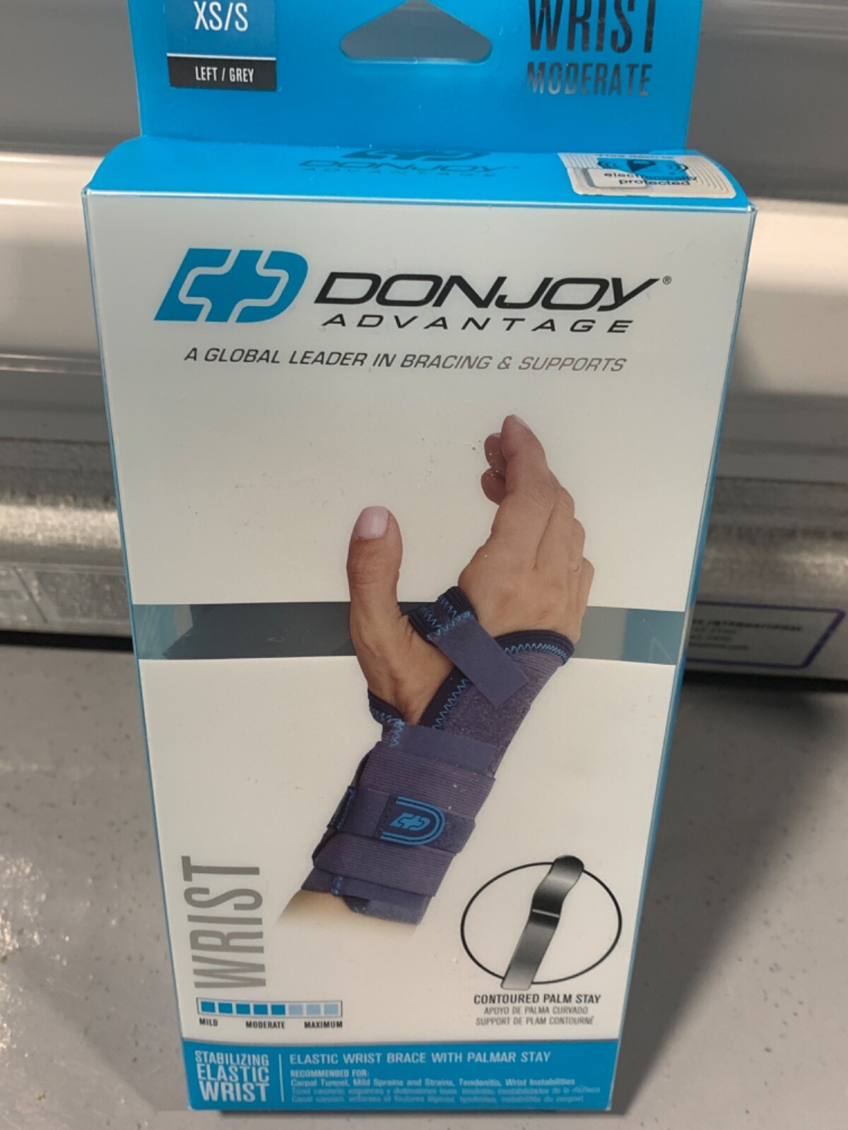 Donjoy advantage stabilizing elastic wrist XS/S left/grey