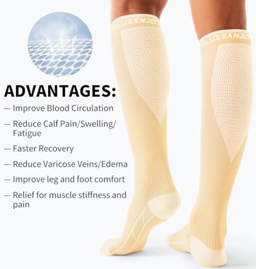 Compression Socks for Women & Men (3 pairs) – Small-Medium 04 Black/White/Nude