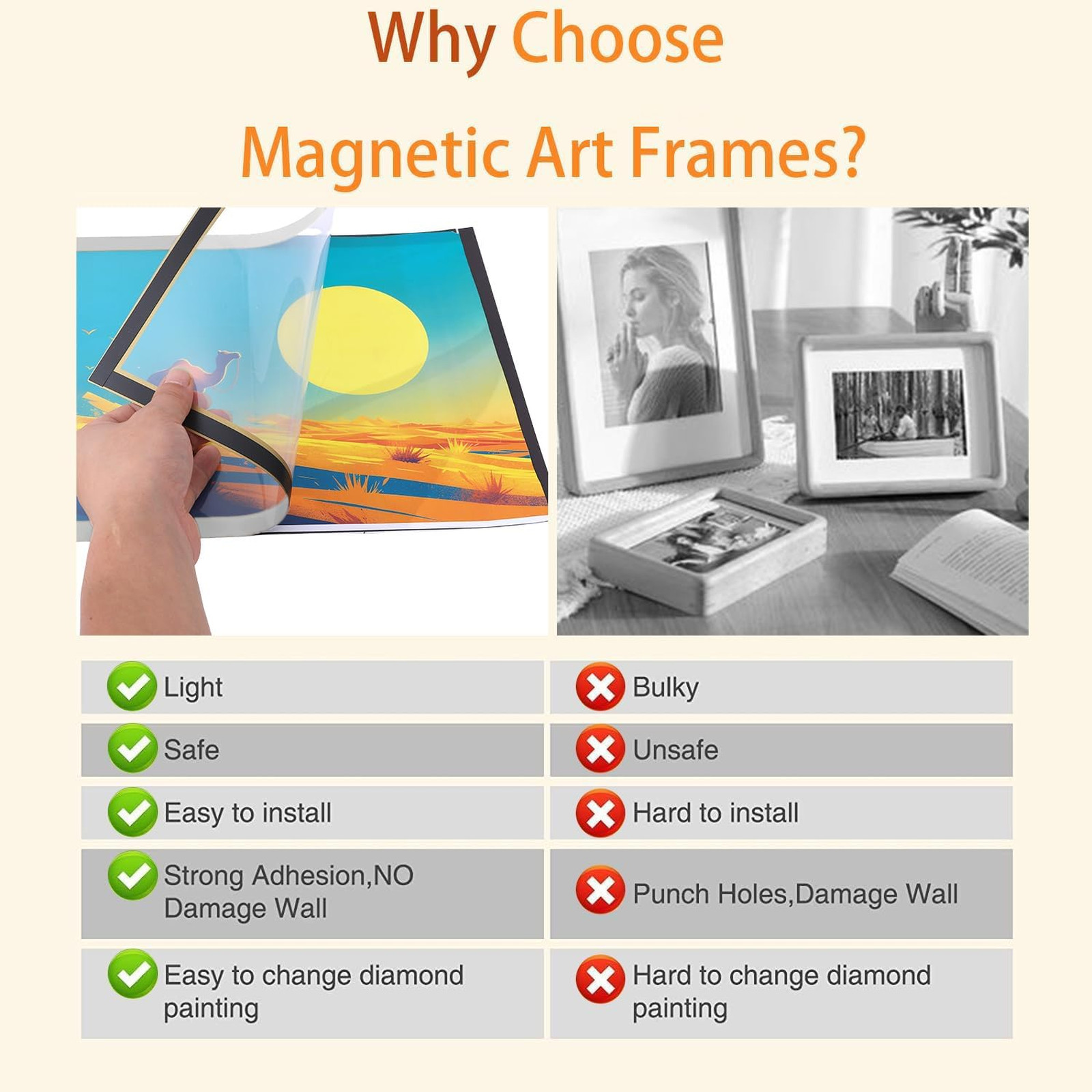 Diamond Art Frames 8 Pack Silver 30x40cm Magnetic Canvas Frames for 12×16 Inch