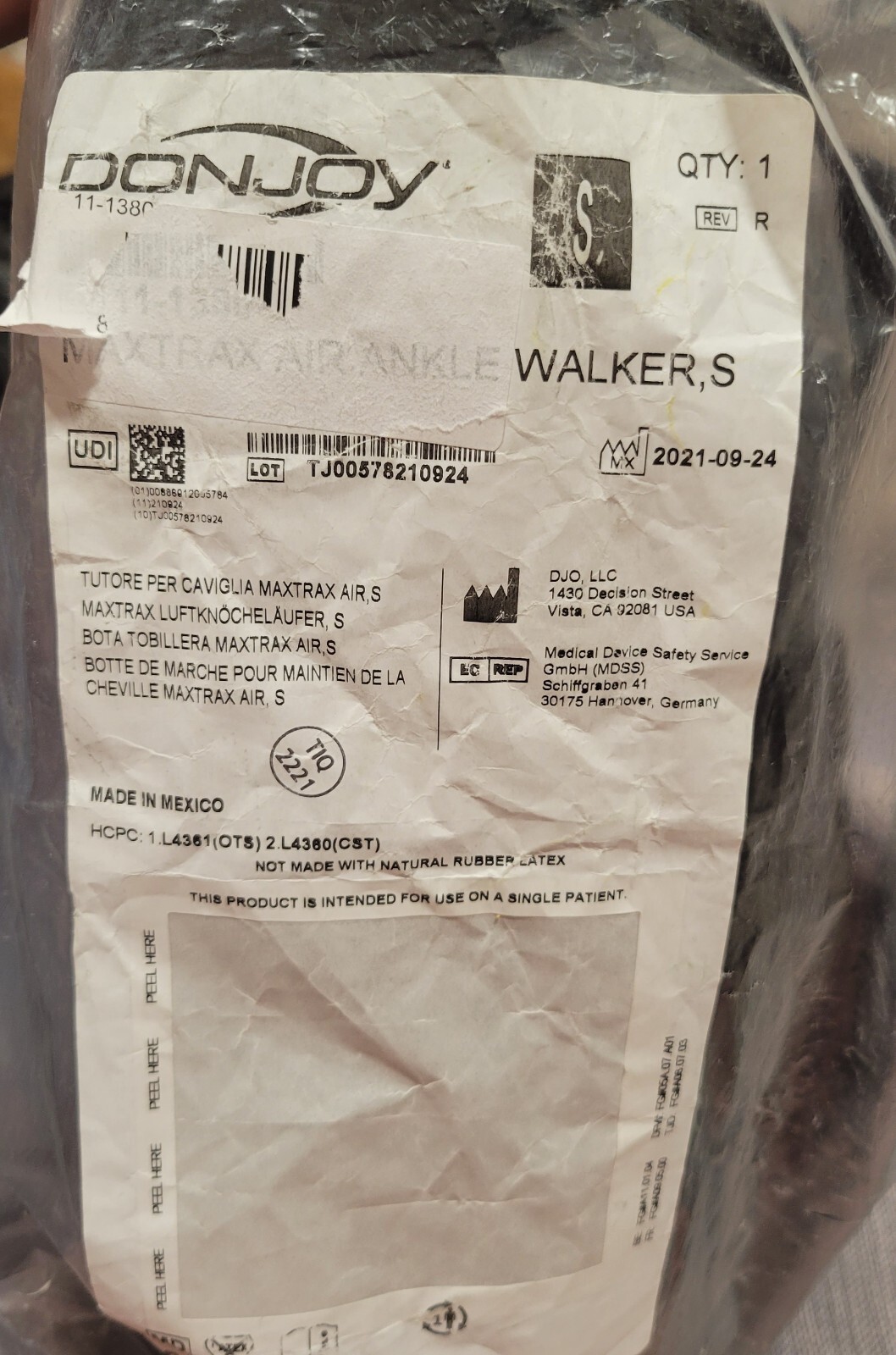 NEW IN BAG Donjoy Maxtrax Air Ankle Walker Brace Walking Boot Size:Small