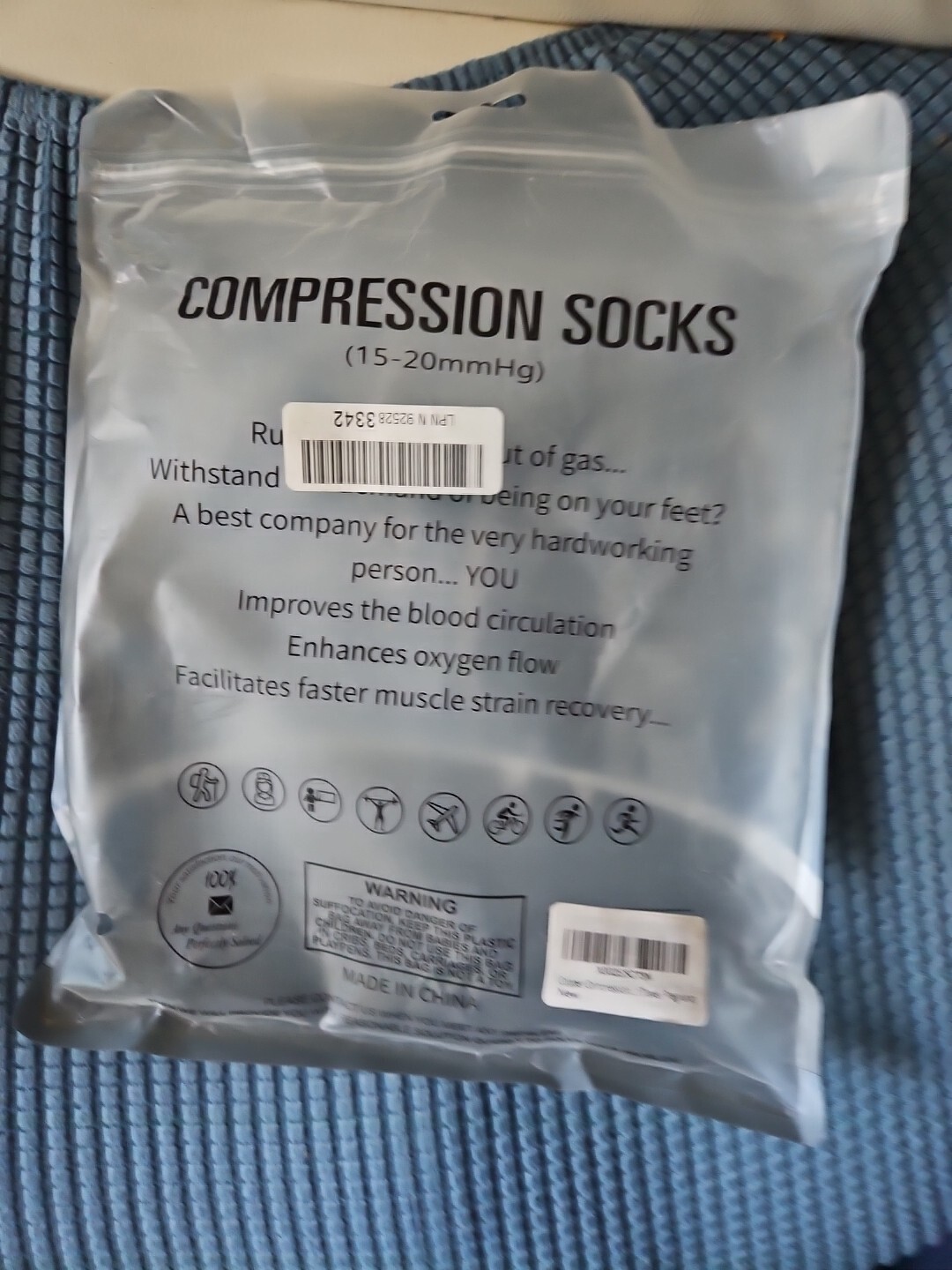 6 Pairs Pack 15-20 mmHg Sports Travelers Anti-Fatigue Compression Socks 9-11