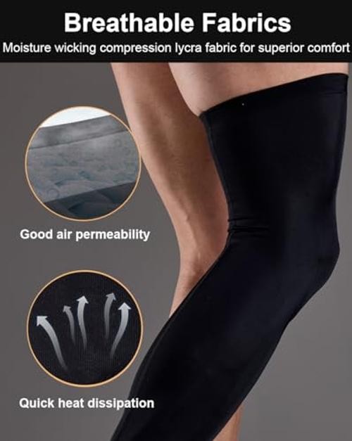SUJAYU 2 Pairs Full Leg Compression Sleeve, Calf XX-Large Black+black