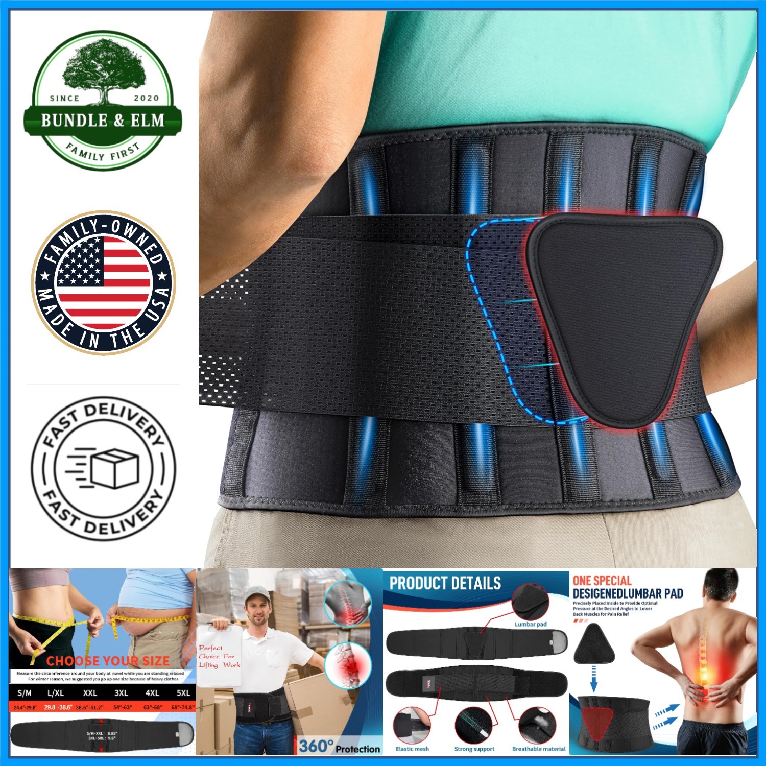 Back Pain Relief Belt with Adjustable Closure for Active Lifestyle Support