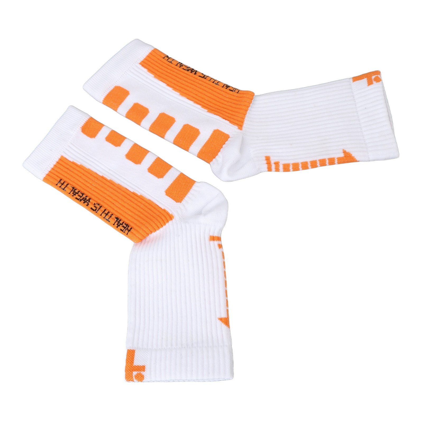 White and Orange Sports Heel Socks Ankle Protection Foot Sleeve Support WT