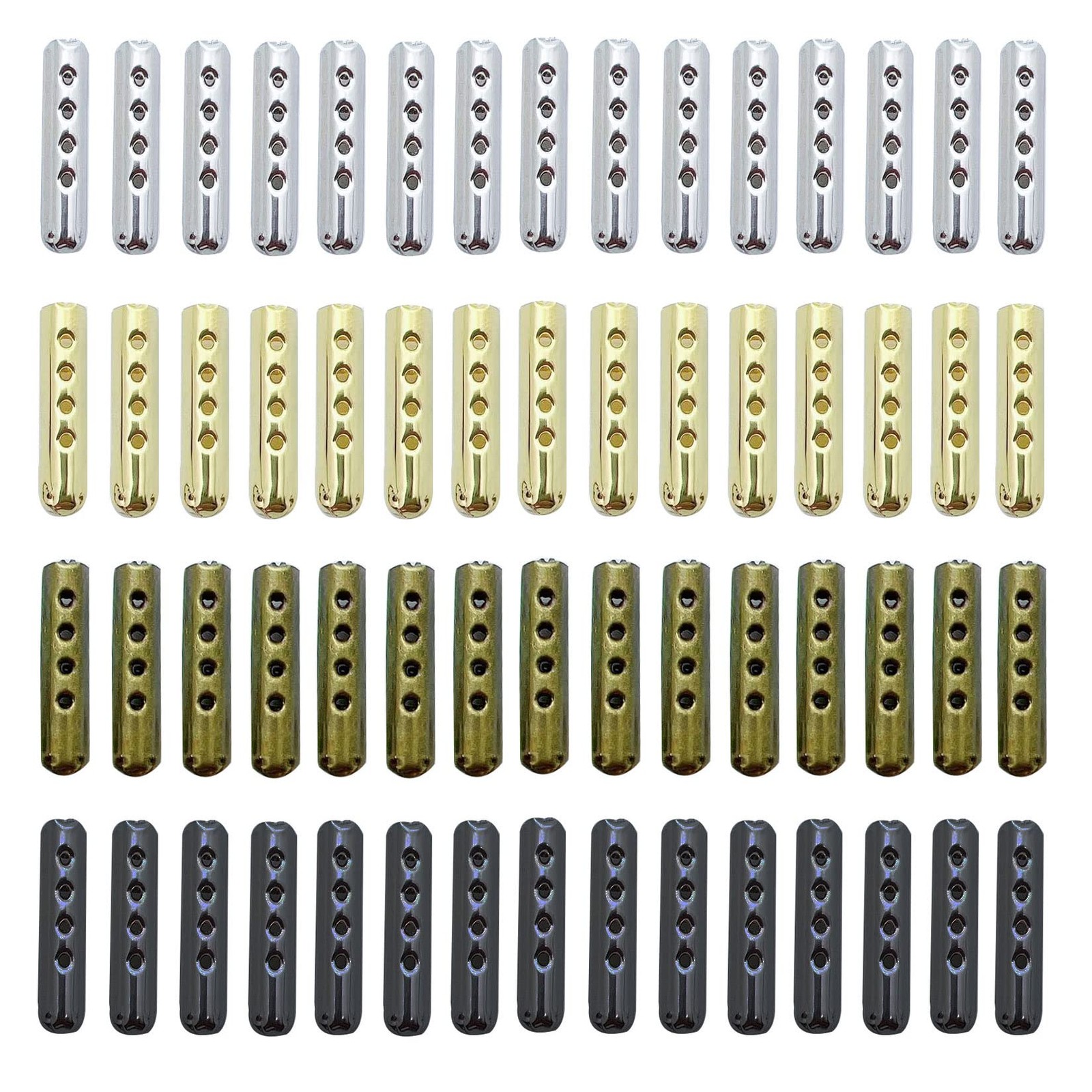 Metal Aglets 3 Holes Shoelaces Repair Tips Replacement 300 PCS 4 * 23 mm 4