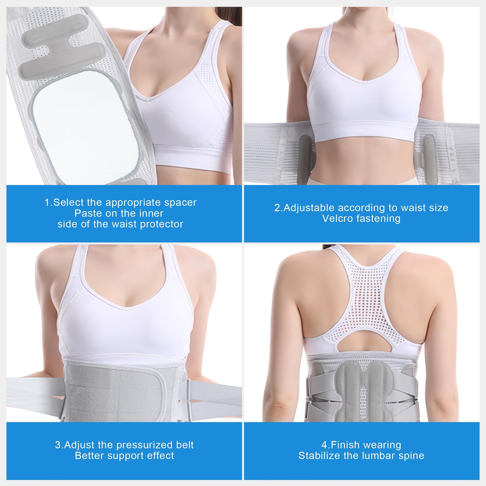DOKIBI Back Brace Lower Back Pain Relief Women Adjustable Lumbar Support Belt