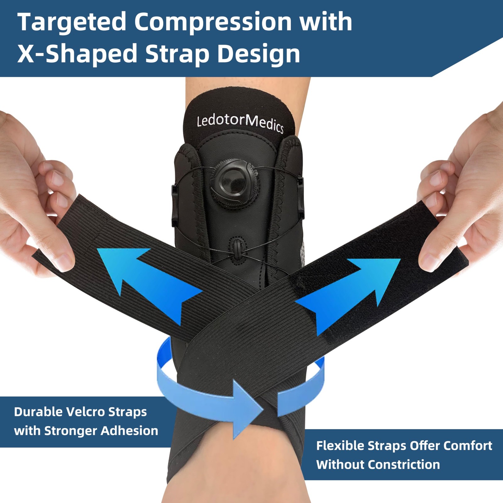 LedoTorMedics Ankle Brace for Running and Sports- Lightweight Breathable Ankle