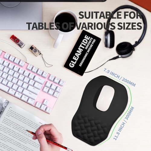 Ergonomic Raised Mouse Pad Wrist Support with Bilateral Slope Memory Foam Black