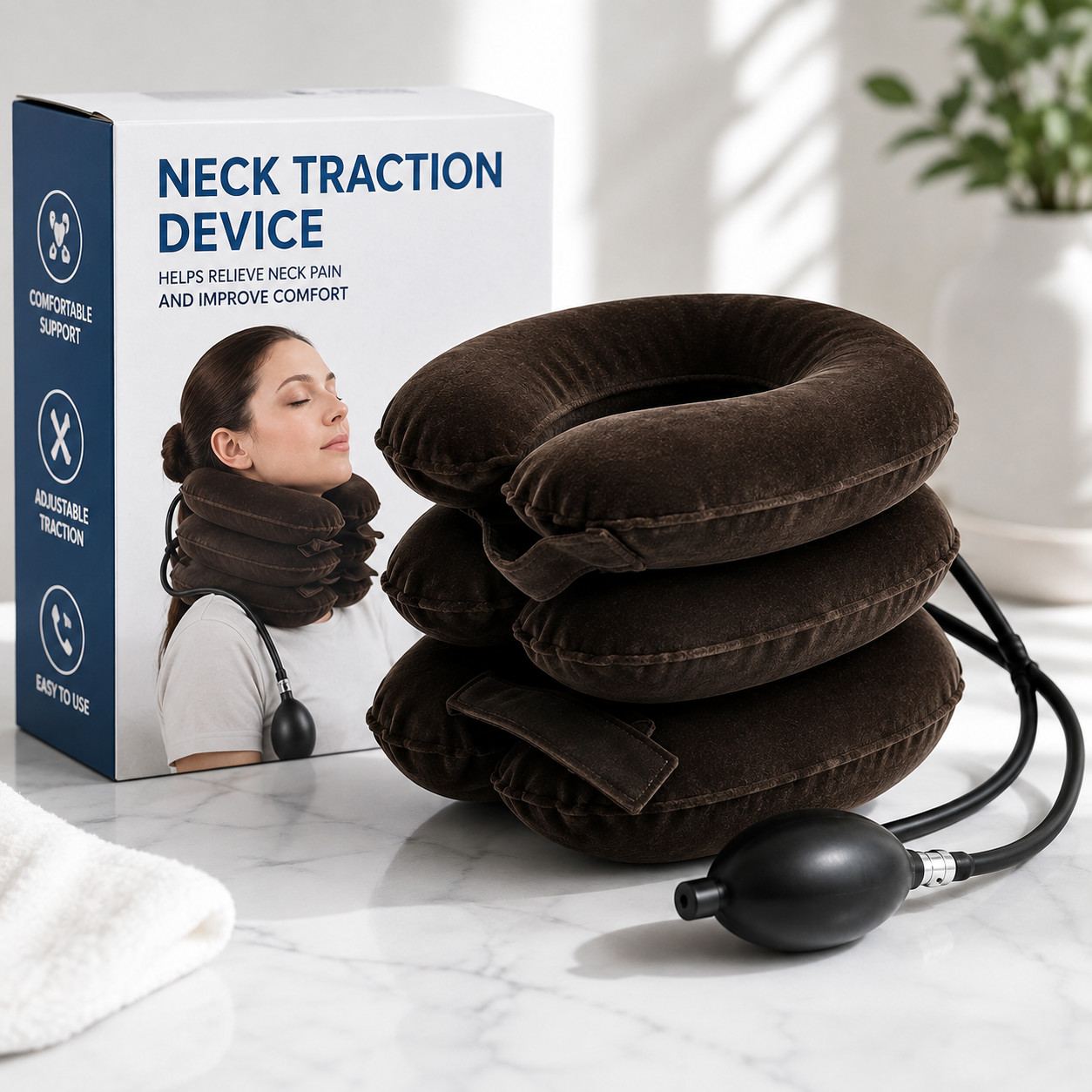 Inflatable Neck Brace Cervical Traction Device Pain Relief Stretch Collar