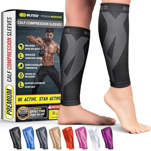 BLITZU Calf Compression Sleeve for Men & Women Footless Compression Socks Sup…