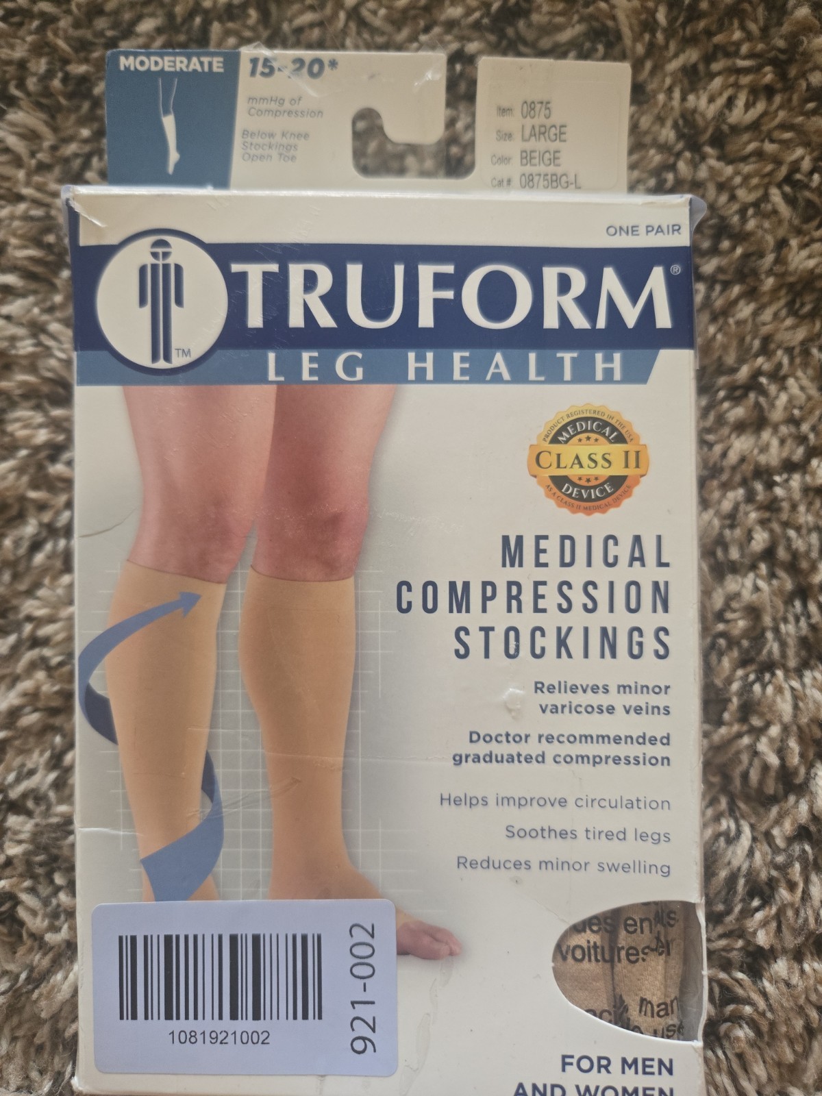 *Truform 0875 Compression Stocking Unisex Medical [15-20 mmHg] Open Toe 1 Pairs