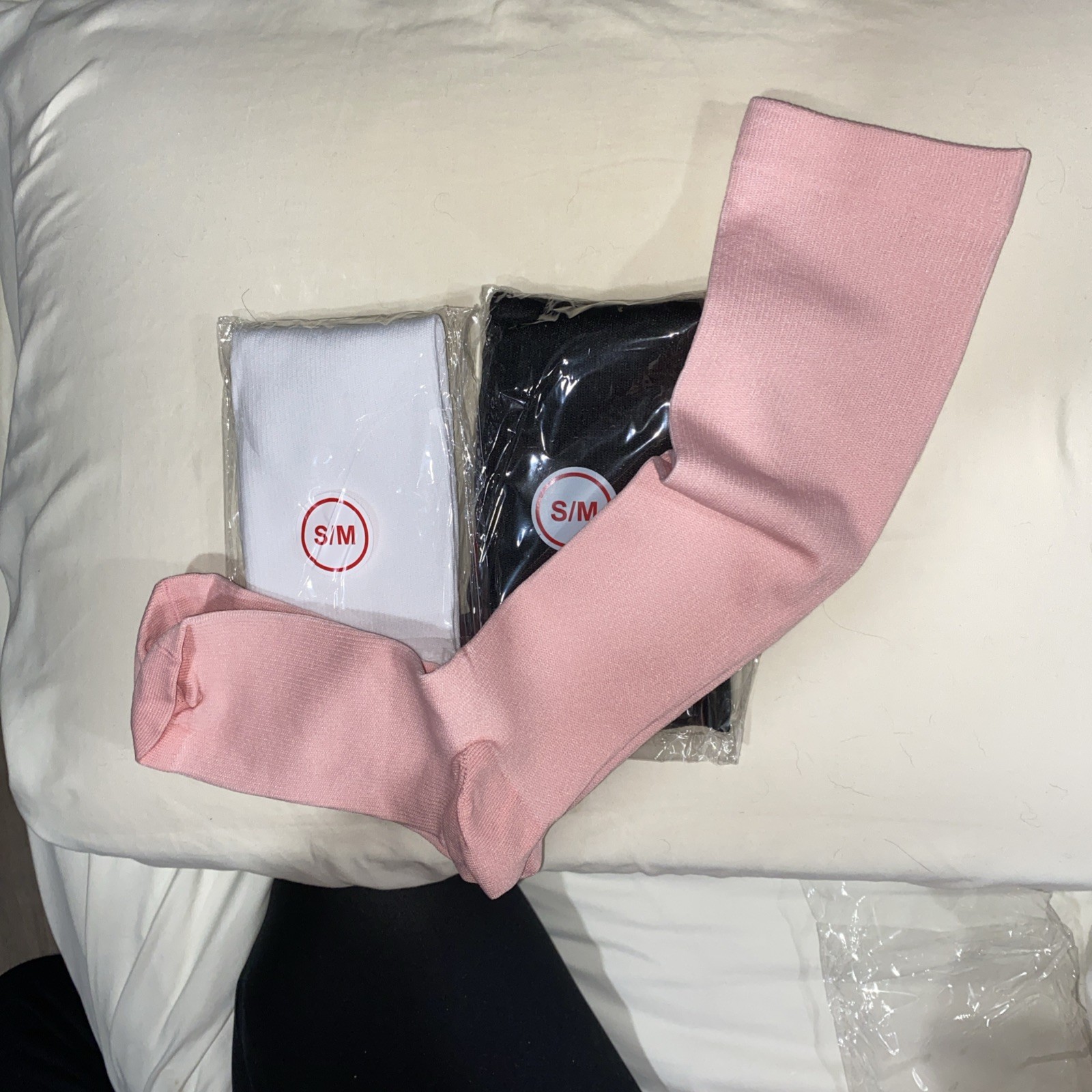 1-3Pair Women’s Compression Socks 15-20mmHg Knee High Size S/M White/Black/Pink