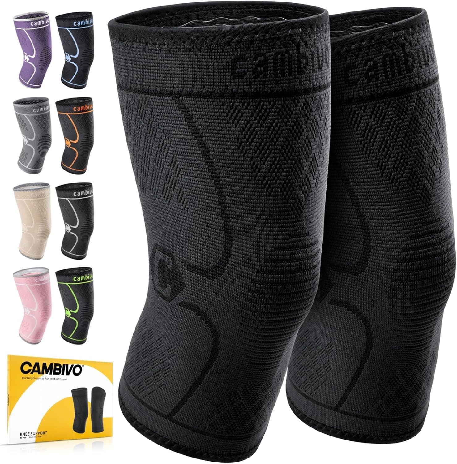 Active Knee Support: 2 Pack Compression Sleeves for Running & Weightlifting