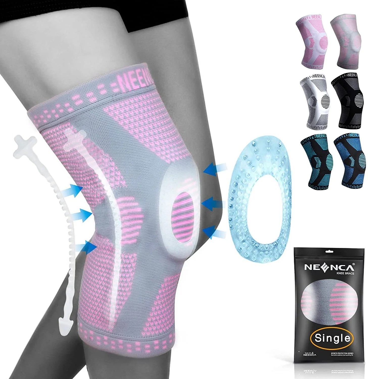 Knee Brace Compression Sleeve Support Joint Pain Arthritis Relief For Sport Gym✅