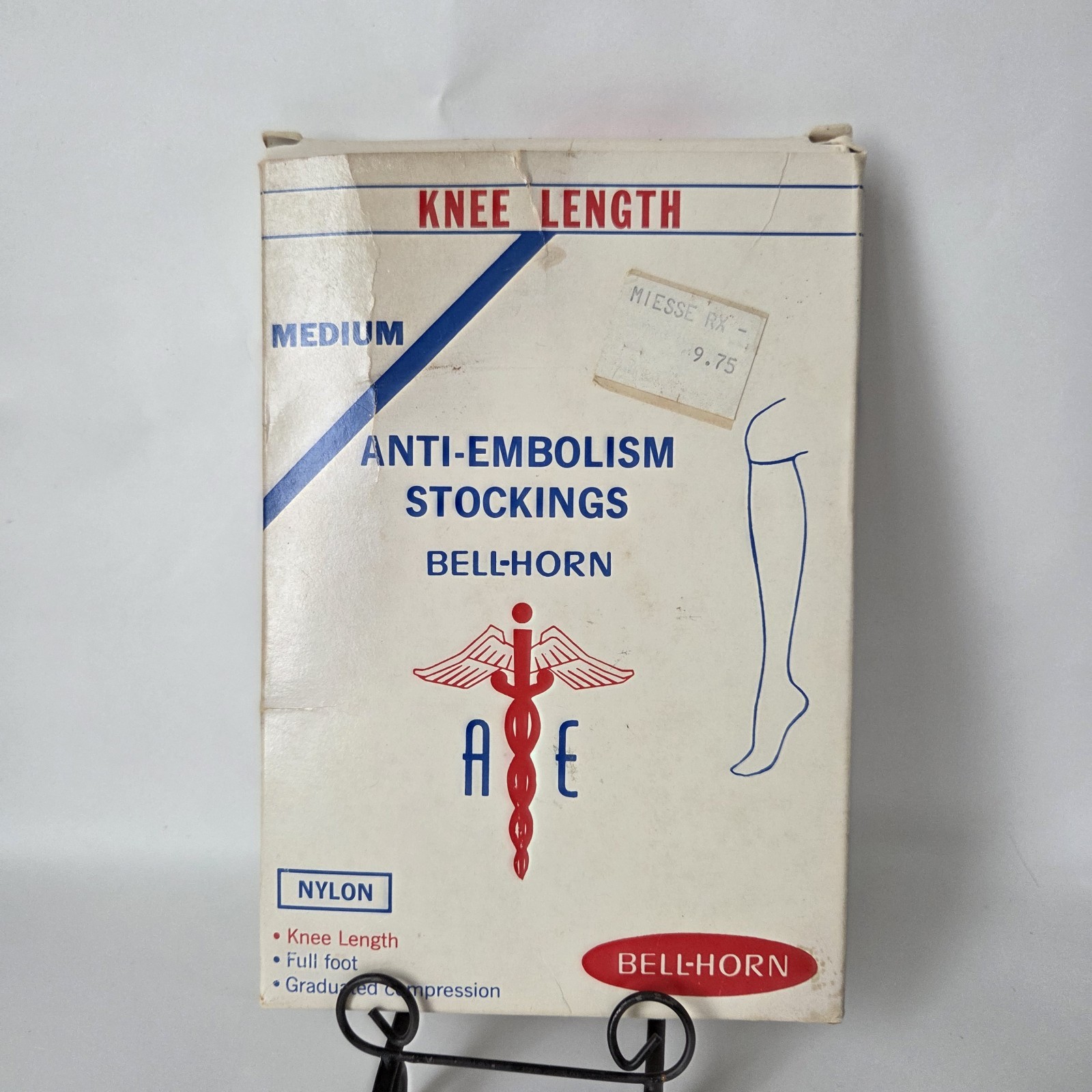 Vintage Bell-Horn Sz Medium Beige Anti-Embolism Knee Length Closed Toe Stockings