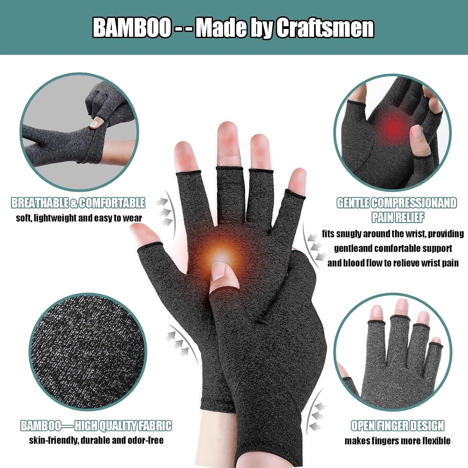 Arthritis Compression Gloves Fingerless Hand Support Carpal Tunnel Pain Relief