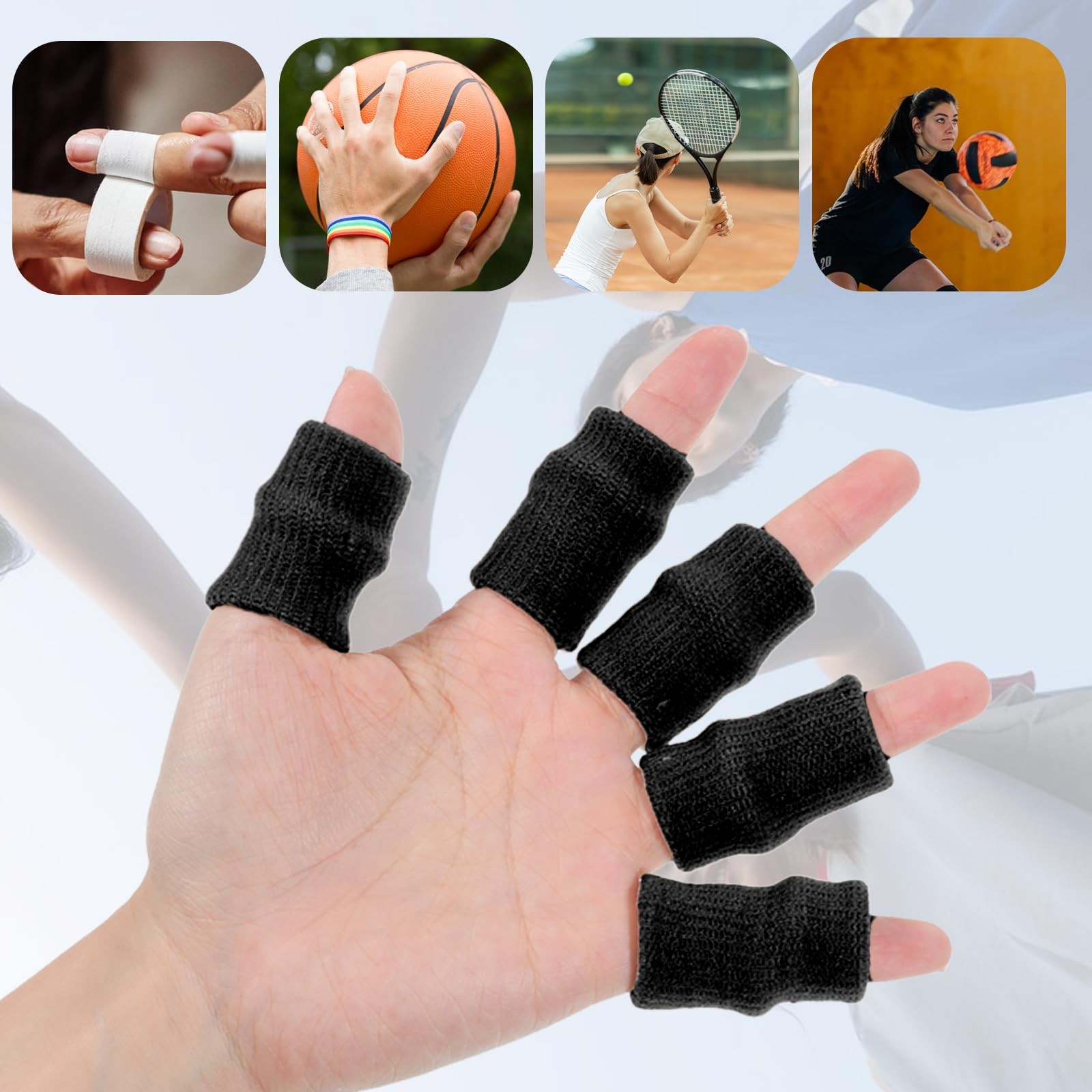 20 Pcs Finger Sleeves Protector Compression Elastic Thumb Brace Support