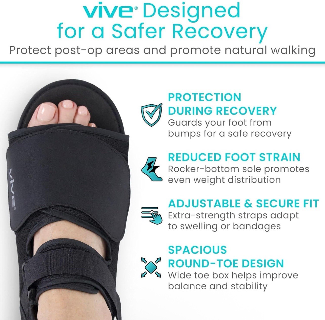 Vive Open Toe Square Toe Post Op Shoe Fracture Medical Shoe Unisex Size Medium