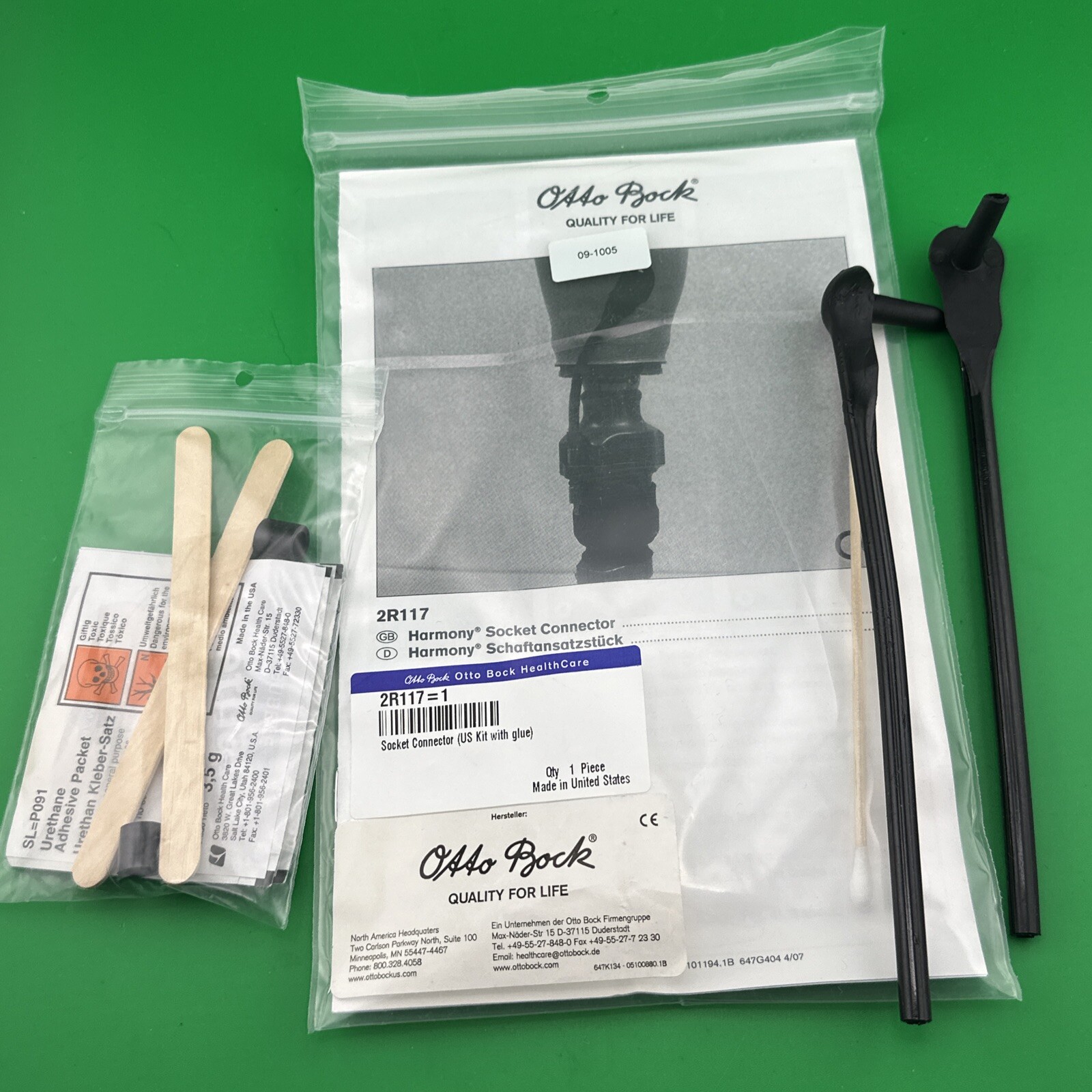 Ottobock Otto Bock 2R117=1 Socket Connector Kit With Glue. Prosthetic Valve Kit