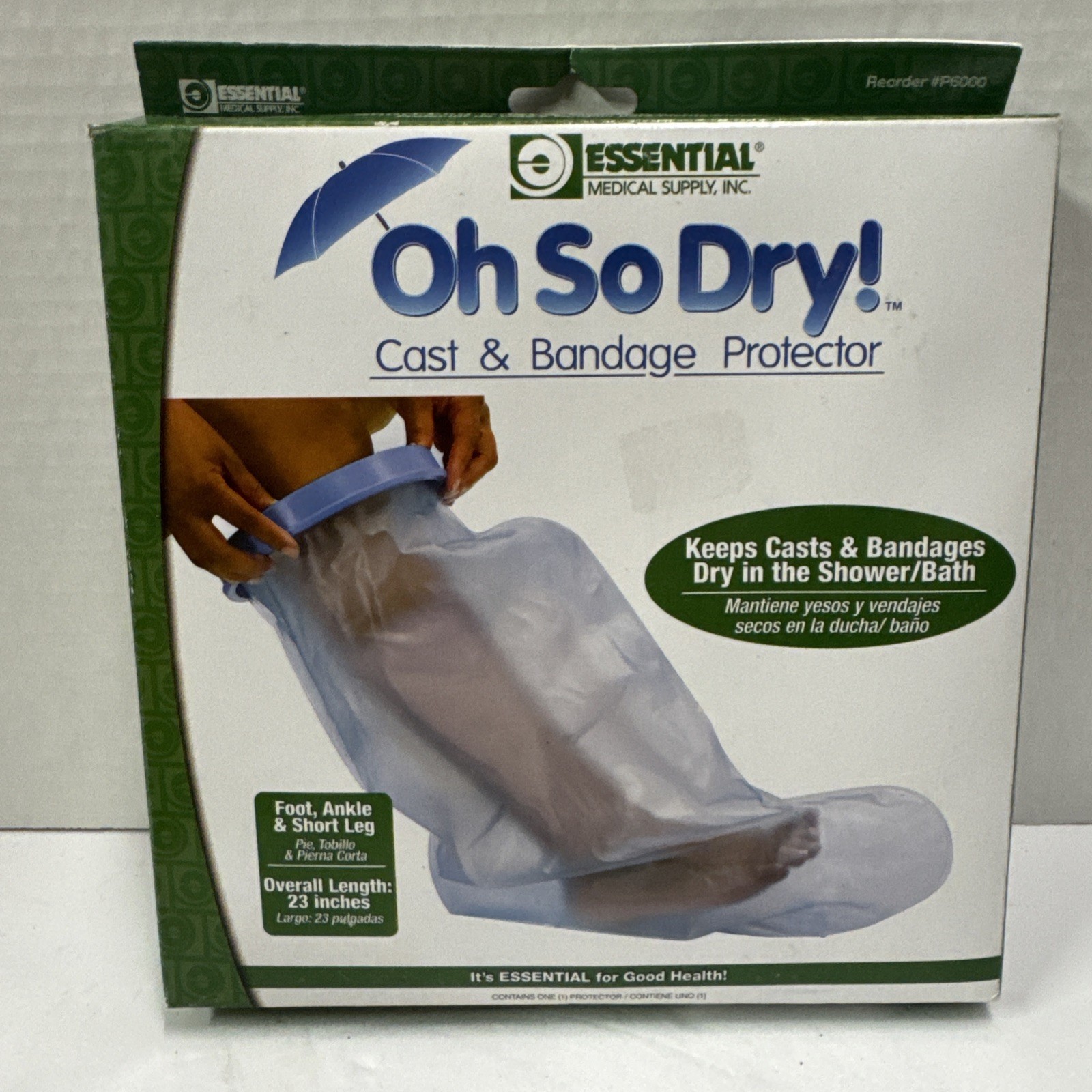 Essential Medical Cast Protector Waterproof So Dry! Foot Ankle Short Leg NEW (ln