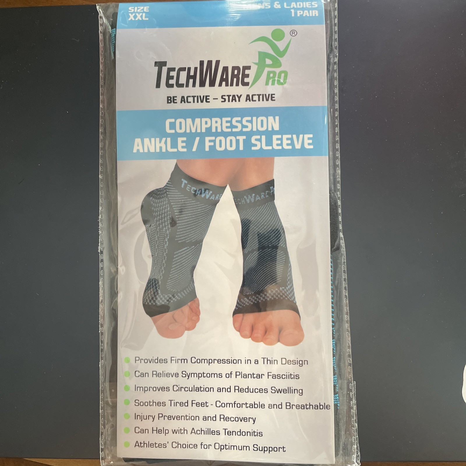 Techware Pro Unisex Black Compression Support Ankle Foot Sleeve Size XXL – NEW