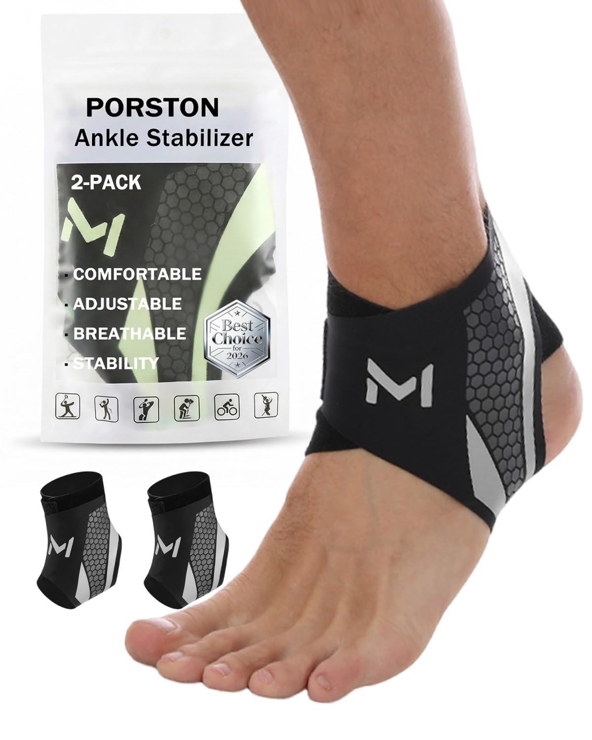 2-Pack Ankle Brace for Men & Women,Adjustable Lace up Ankles Sock,Basketball Ank