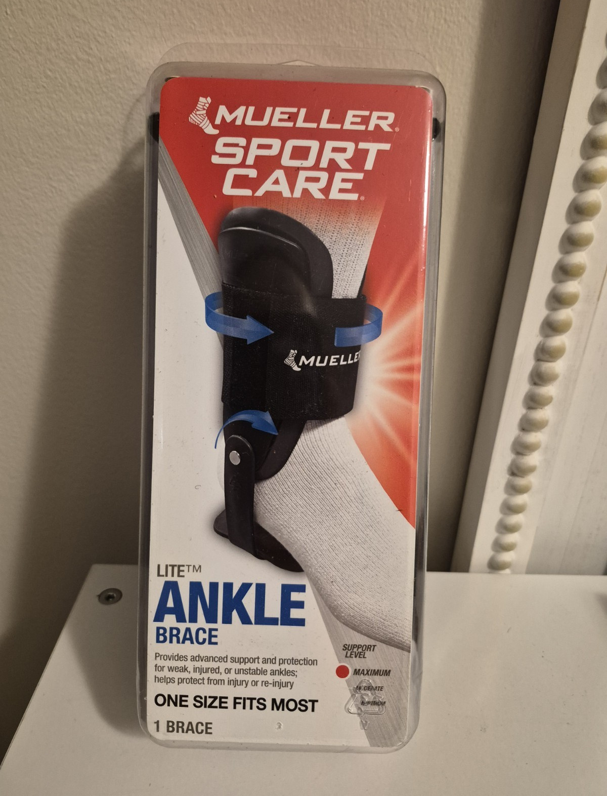 Mueller Sport Care Lite Ankle Brace One Size Lightweight Support Black FSA