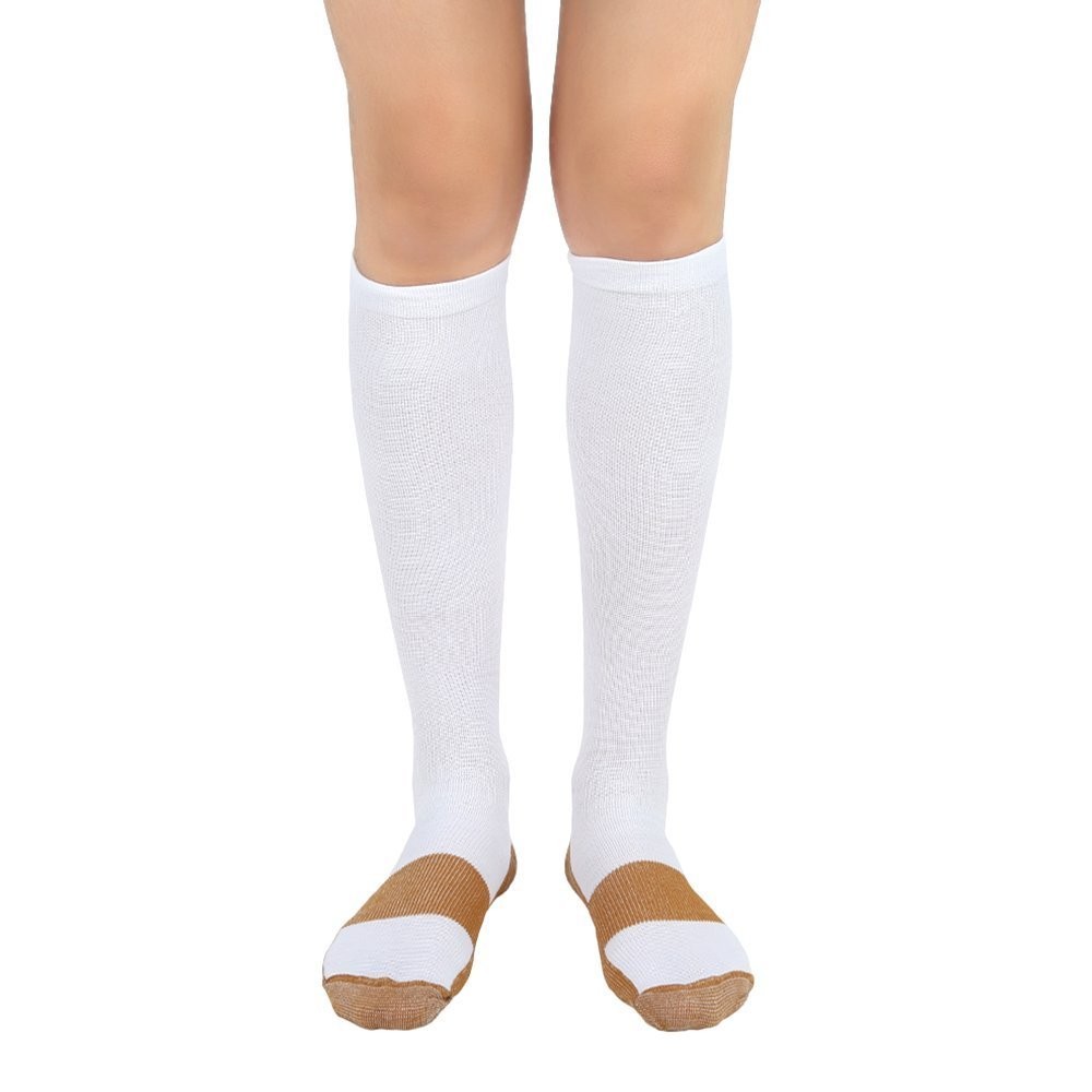 Bcurb Graduated Compression Socks (3 Pair) Calf High Men XX-Large, White/Gold
