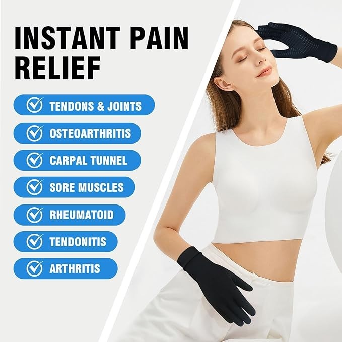 2 pares de guantes de cobre para artritis con dedos completos y punta para panta