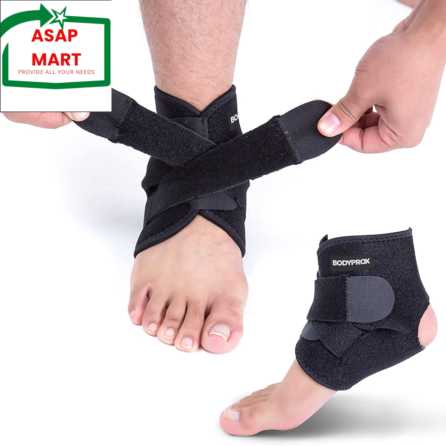 Bodyprox Ankle Support Brace, Breathable Neoprene Sleeve, Adjustable Wrap! (1 Pa
