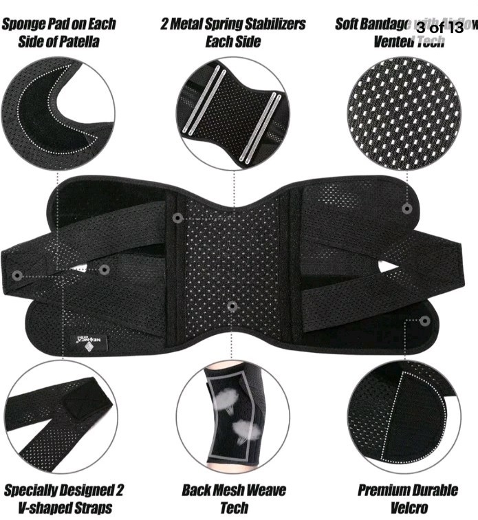 NEENCA Adjustable Knee Brace with Side Stabilizers & Air Mesh Fabric XXL