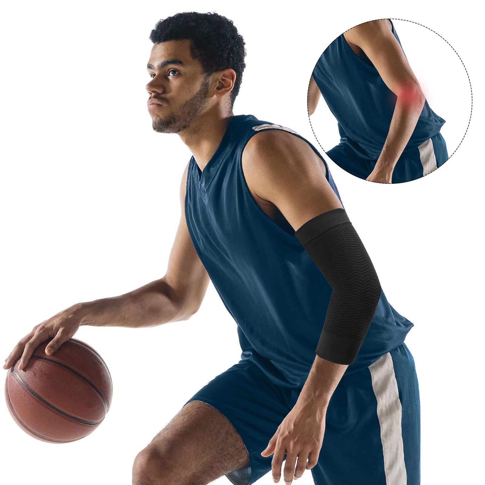 uxcell Elbow Compression Sleeve (1 Pair), Brace 8.5 x 3.5 inches, Black