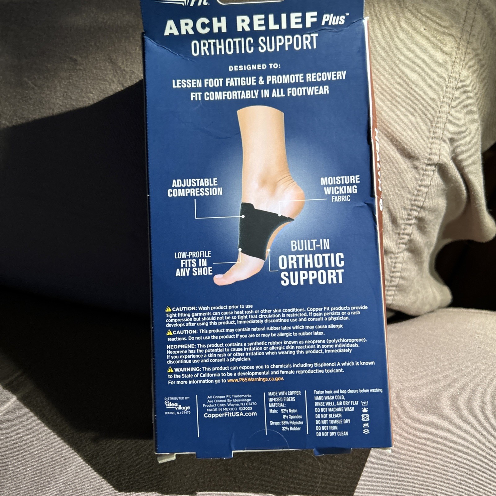 Copper Fit Health Unisex Arch Relief Plus with Built-In Orthotic Support – Black
