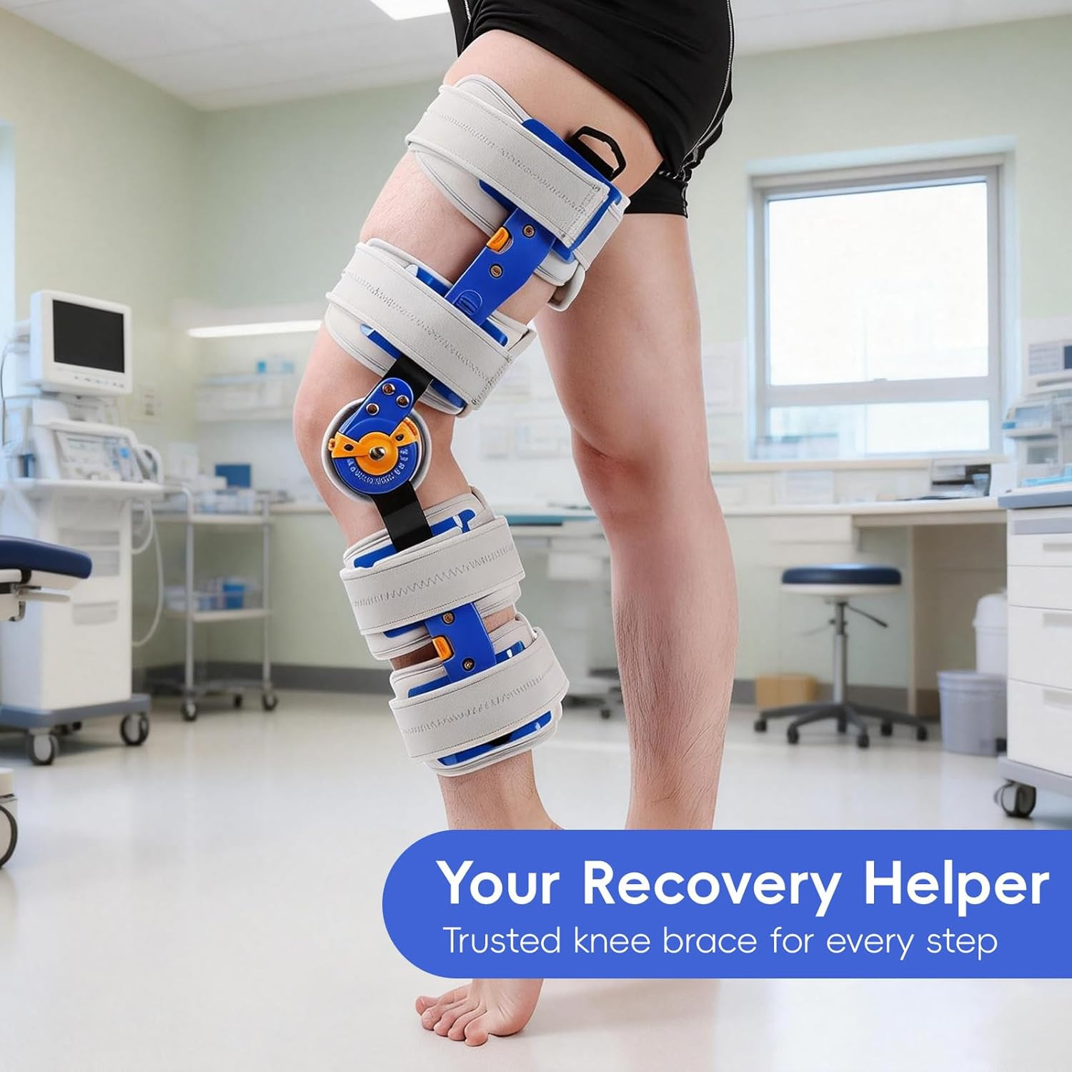 Adjustable Hinged ROM Knee Brace for Post-Op Recovery & Injury Support
