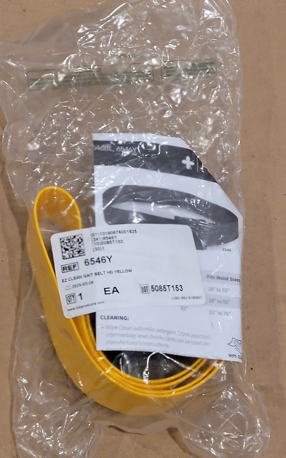 6546Y POSEY EZ Clean GAIT WALK BELT Spring-Loaded Buckle Yellow 60″ BRAND NEW