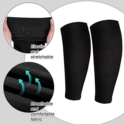 4 Pairs Calf Compression Sleeve Leg Compression Sock Calf and Shin Large Black