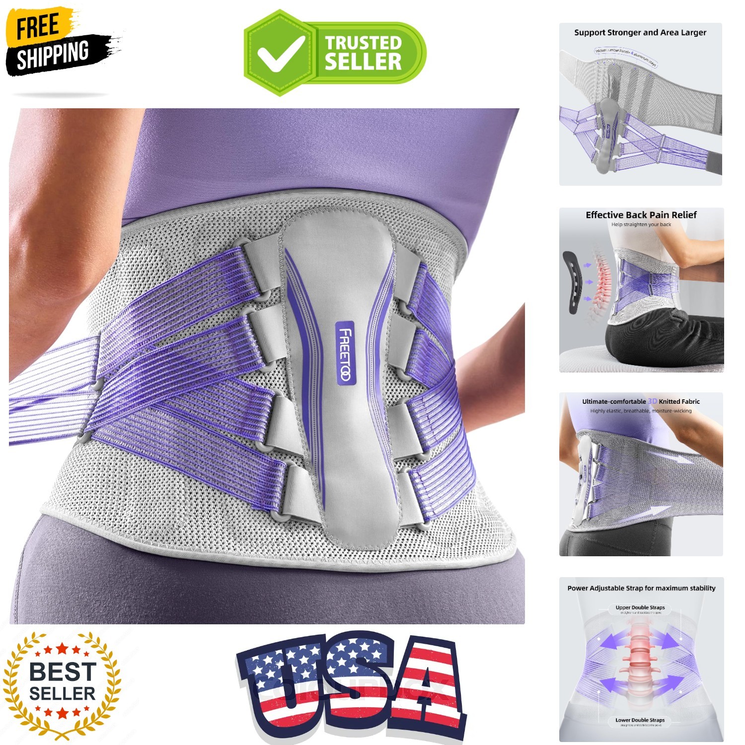 Back Brace for Lower Back Pain Women with Bionic Support System, Adjustable K…