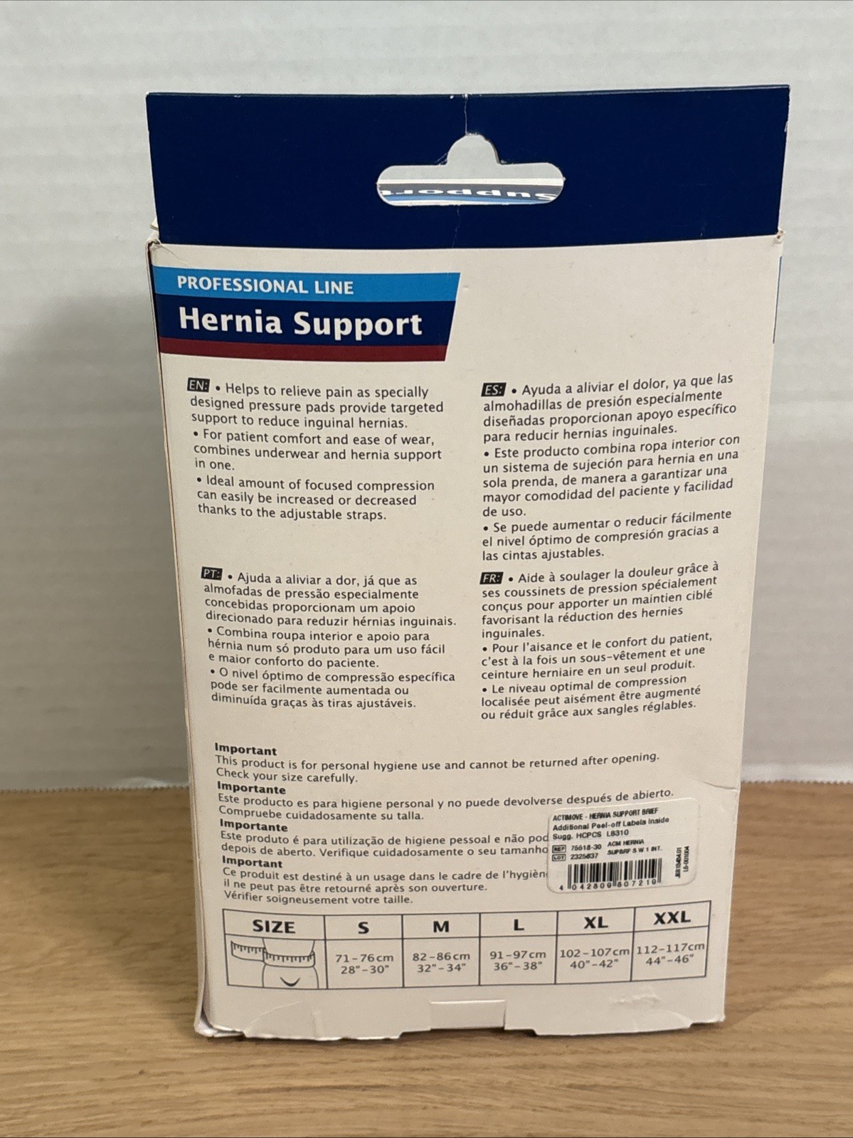 Actimove Hernia Support Brief Size Small 28”-30”