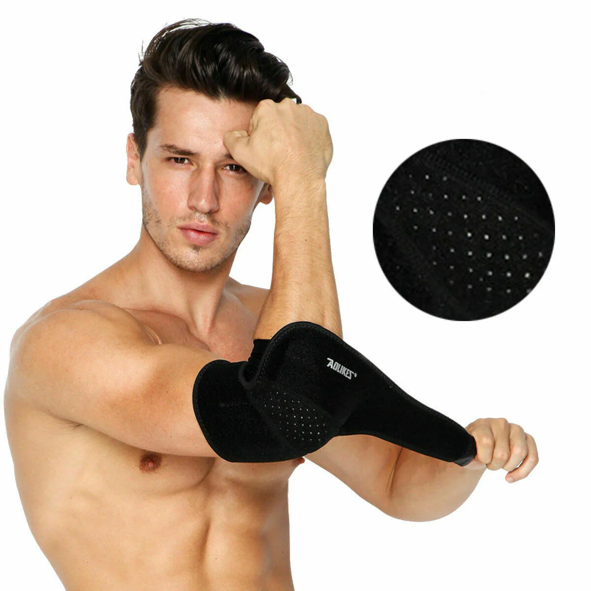 Elbow Brace Support, Adjustable Portable for Home Travel (Black)