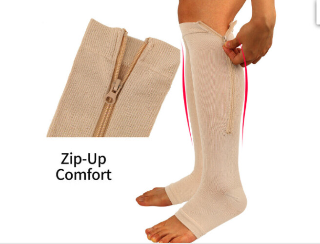 1 PAIRS -Compression Support Socks Wide Calf Plus Size Knee High Open Toe Unisex