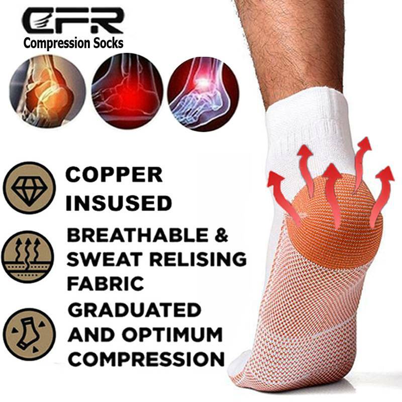 Copper Compression Socks Arthritis Sports Gym Pain Relief Ankle Warmth Unisex US