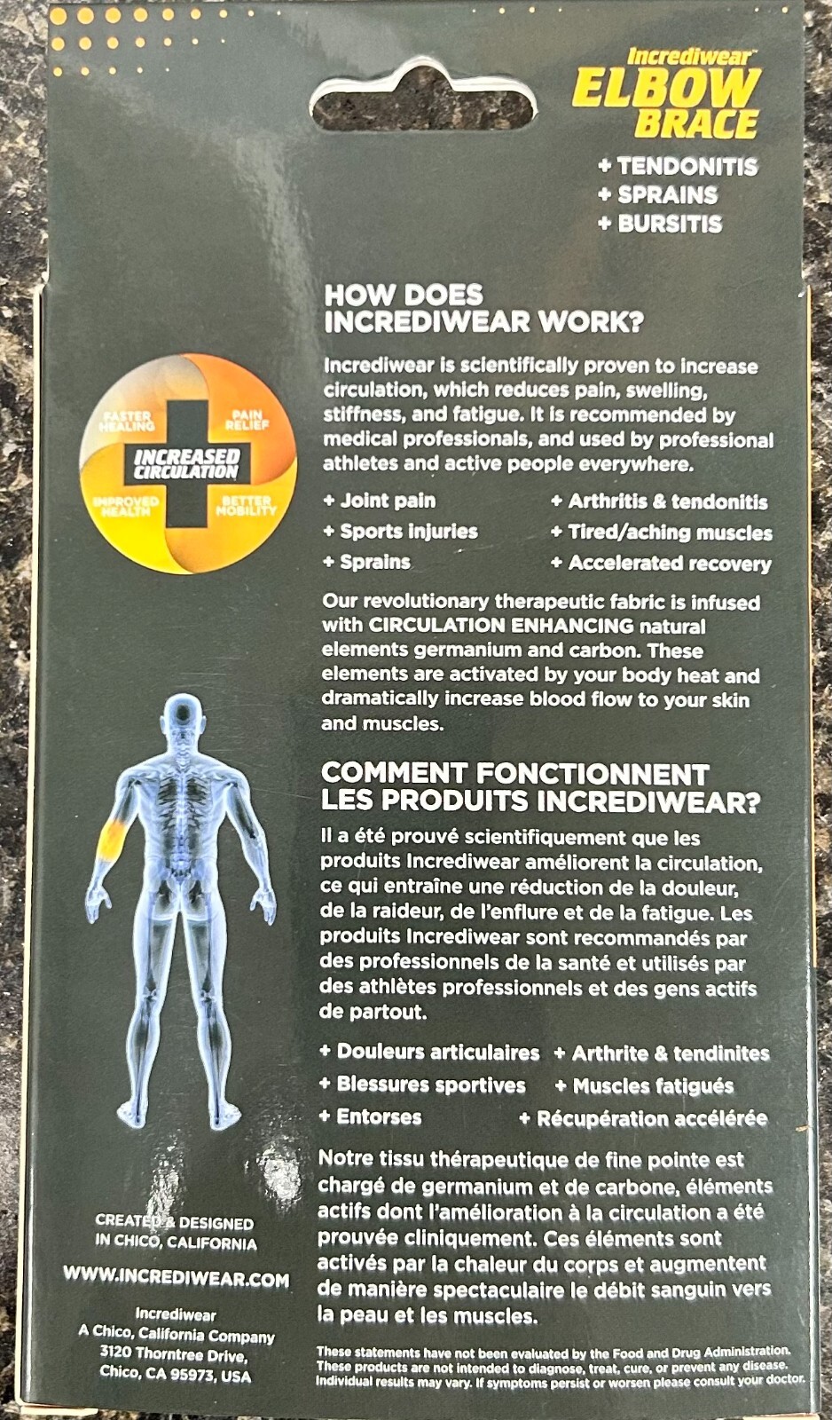 **NIB** Incrediwear Elbow Sleeve/Brace-Grey