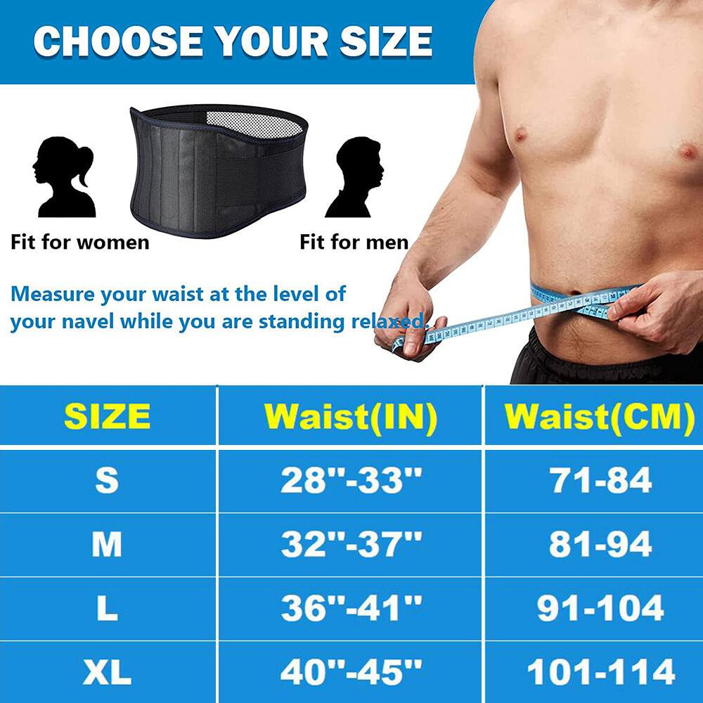 Magnetic Self Heating Back Support Brace Lumbar Lower Waist Belt Pain Relief Hot