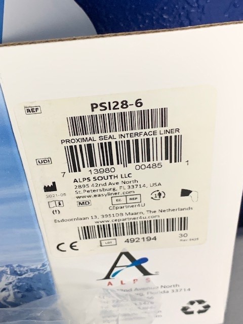 NEW Alps Proximal Seal Interface Liner PSI28-6 NIB sealed prosthetic liner