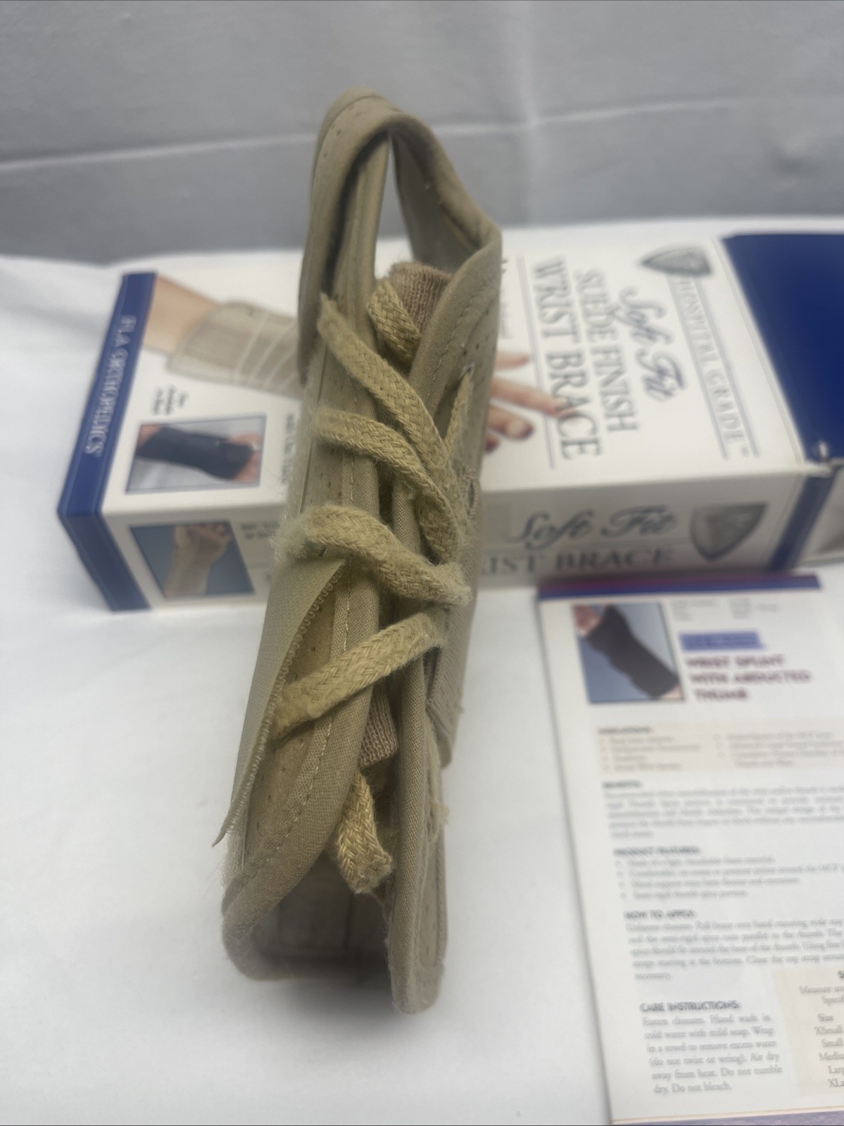 WRIST BRACE SOFT FIT SUEDE FINISH MEDIUM LEFT BEIGE HOSPITAL GRADE FLA ORTHO