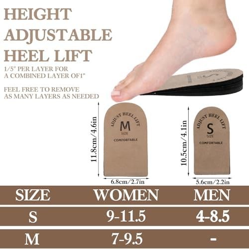 2 Pack Heel Lifts, Adjustable Heel Lifts for Leg Length Discrepancy, Women Man S