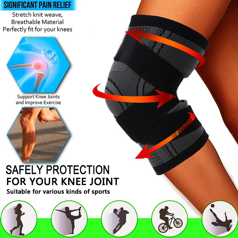 Knee Sleeve Compression Brace Support Joint Arthritis Pain Relief For Sports Gym