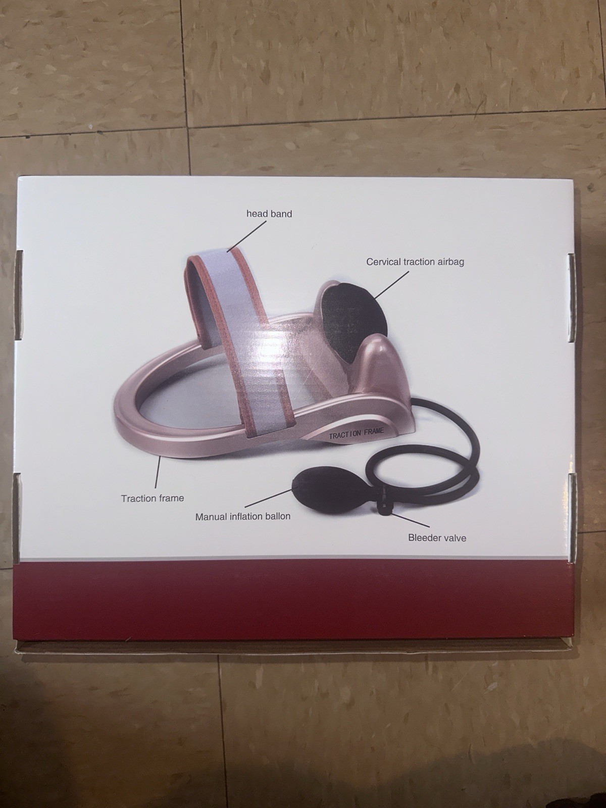 JINGZHUIBAO Adjustable Cervical Neck Traction Device, Pink Plastic Pain Relief
